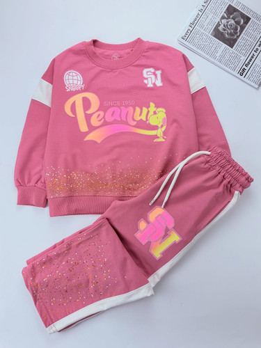 ست دورس شلوار دونخ پنبه اکلیلی کهکشانی سایز ۷ تا ۱۰